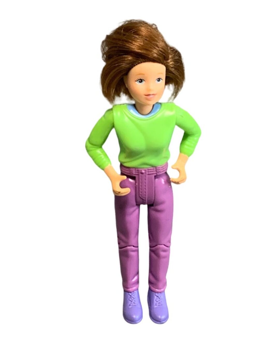 Fisher Price Loving Family 2000 Dollhouse Doll Green Top Purple Pants Brown Hair
